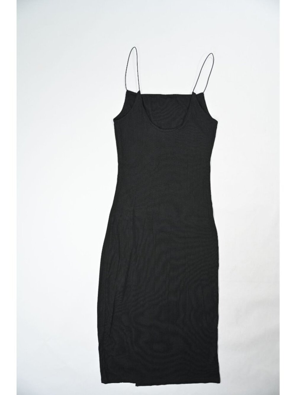 Joah Brown Strappy Slit Dress in Black Rib - Picture 2 of 3